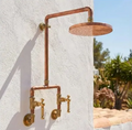 Handmade Copper Outdoor Shower System – Unlacquered Rainfall Head