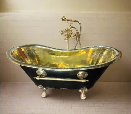 Solid Brass Black Clawfoot Bathtub – Handcrafted Freestanding Bath